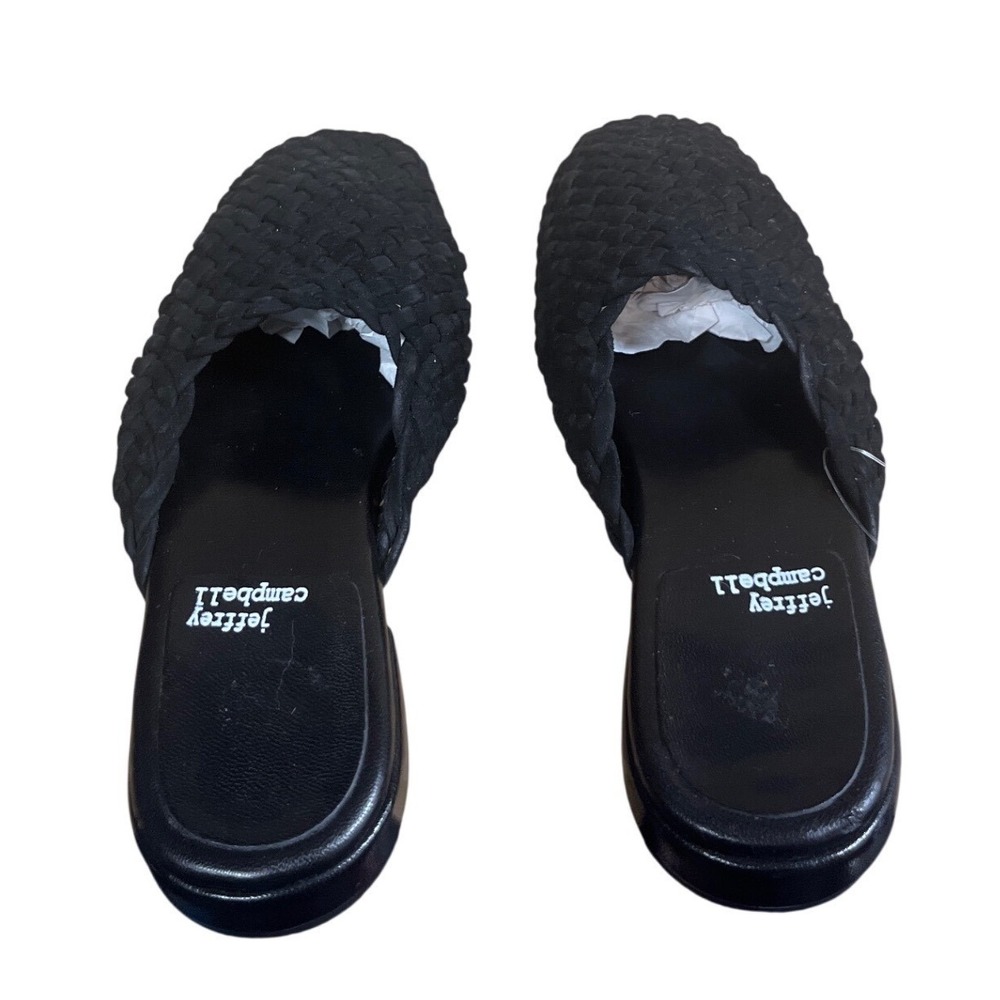 Jeffrey Campbell Woven Leather Mules Womens 6 Black Excellent Braided Slides